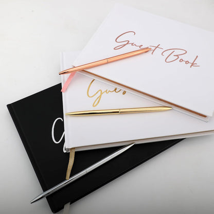 Black Guest Book for Funeral-7" x 9" Registry Sign In Book for Reception, Graduation Party, Birthday, Black Guestbook for Memorial Service with Gilded Silver Edges (100 pages) - PuriLite