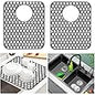 BEHOK 2 Pack Silicone Sink Protector for Kitchen Sink Bathroom Sink 13.58"x 11.6" Sink Mat, Non-Slip and Durable Silicone Sink Grid, Rear Drain (Gray)