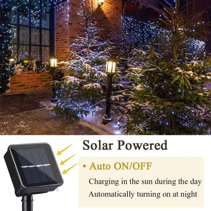 Solar String Lights, 2 Pack Total 110Ft 300 LED Solar Fairy Lights, 8 Modes Waterproof Copper Wire Solar Powered Outdoor Lights for Patio Tree Garden Yard Weeding Party Outdoor Decorations (White)