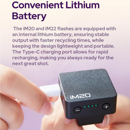 Godox iM20 Mini Flash Speedlight for Canon, Sony, Fuji, Nikon, Panasonic Olympus Pentax, 3s Recycle Time, Approx.440 Flash Times, Mini Camera Flash for Sony ZV1, etc DSLR (Built-in Lithium Battery)