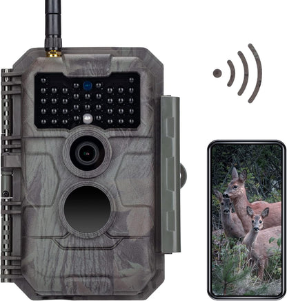 GardePro E6 Trail Camera, WiFi Blueooth, 48MP 1296p, Game Cameras with No Glow Night Vision, External Antenna, Motion Activated, Waterpoof