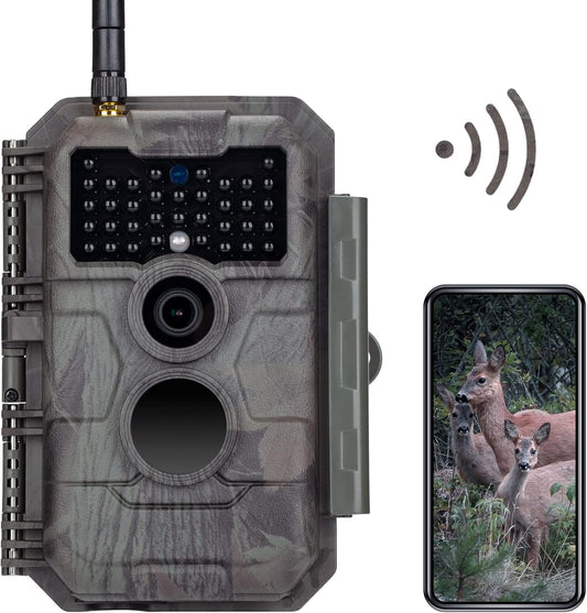 GardePro E6 Trail Camera, WiFi Blueooth, 48MP 1296p, Game Cameras with No Glow Night Vision, External Antenna, Motion Activated, Waterpoof