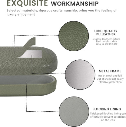 molshine Hard Shell Leather Sunglasses Case,Classic Large Glasses Case for Women Men,Sunglass Eyeglasses