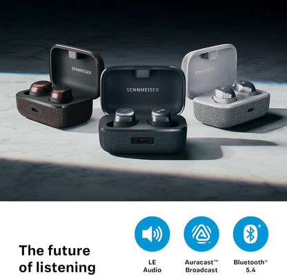 Sennheiser Momentum True Wireless 4 Smart Earbuds with Bluetooth 5.4, Crystal-Clear Sound, Comfortable Design, 30-Hour Battery Life, Adaptive ANC, LE Audio and Auracast - Black Graphite