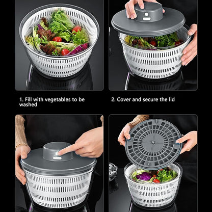 Vegetable Washing Machine Kneading Bowl, Multifunctional Spinner Dryer Vegetable Dryer Salad Mixer Salad Spinner Lettuce Dryer for Home Kitchen (Gray)
