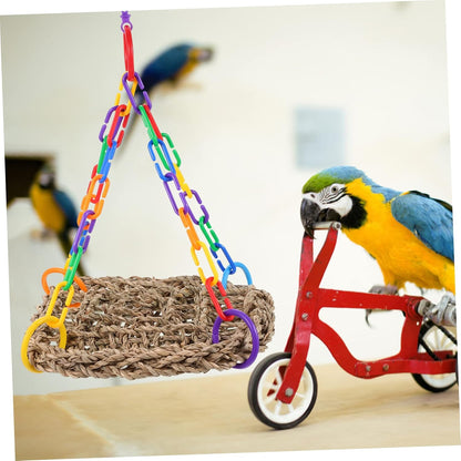 NOLITOY 3pcs Parrot Climbing Toy Woven Bird Perch for Cage Parakeet Toy Bird Swing Pet Supply