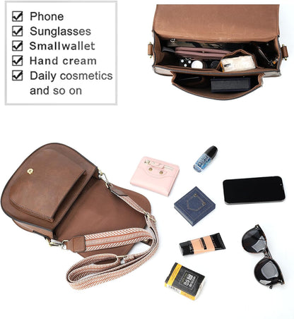 Crossbody Bags for Women Small Over the Shoulder Saddle Purses and Boho Cross body Handbags,Vegan Leather