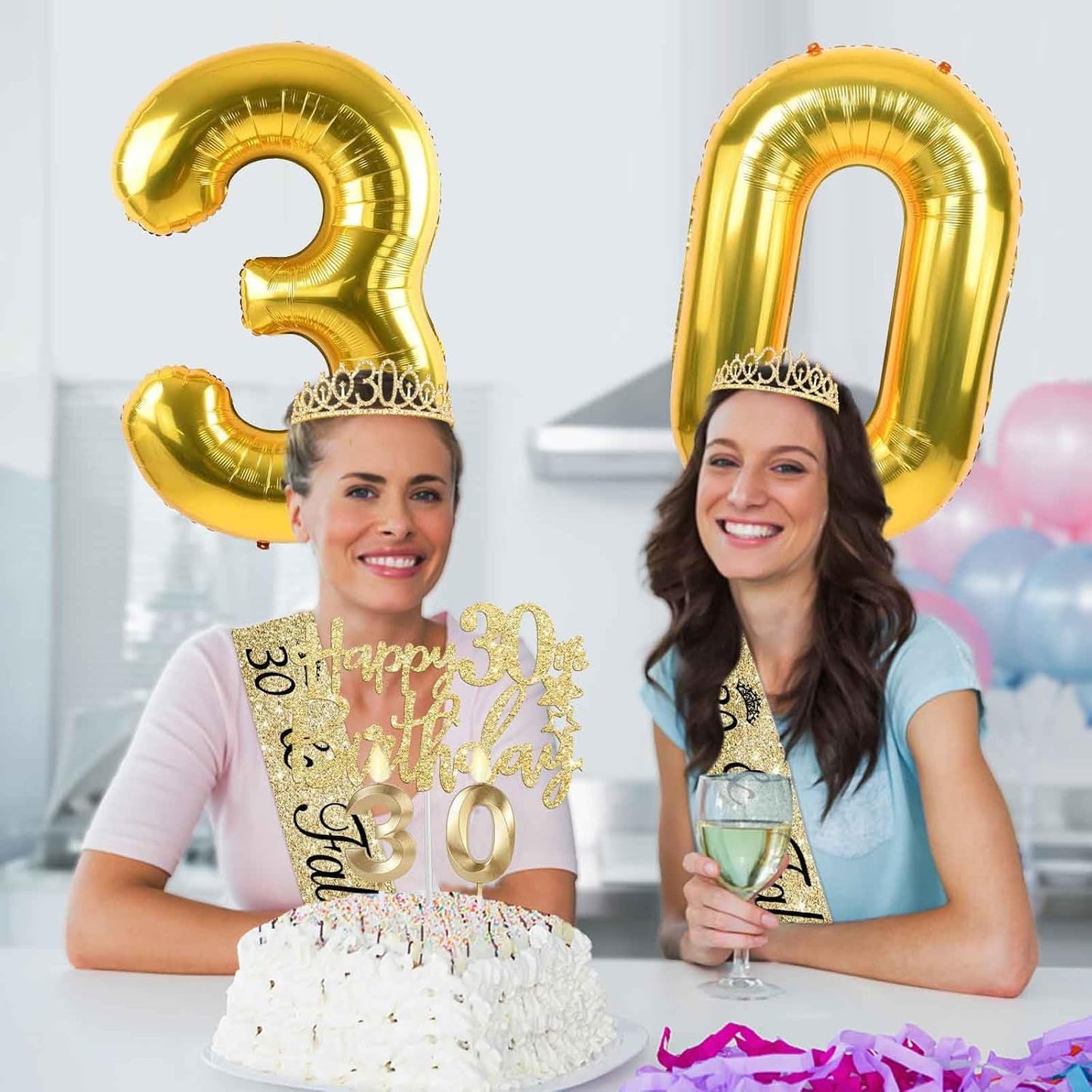 65th Birthday Decorations for Women, Including 65th Birthday Sash and Crown, Cake Topper and Candles, Number Balloons Rose Gold, 65 Year Old Gifts for Women