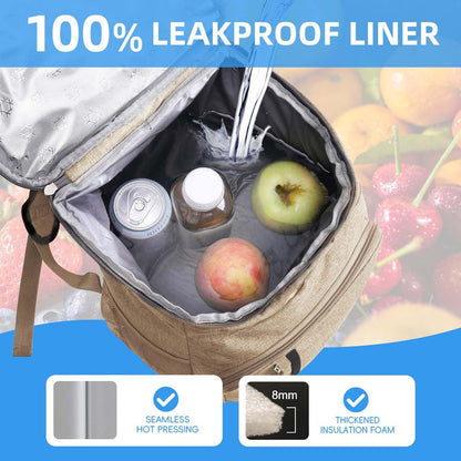 Bagtopia Camping Cooler Backpack 25 Cans, Leak Proof Insulated Thermal Bag, Beach Travel Picnic Lunch Backpack for Men Women