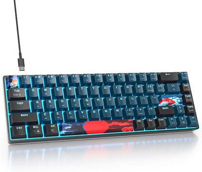 Fogruaden Full Size Mechanical Keyboard, Green Matcha Keyboard, Wired USB 104 Keys RGB Backlit Gaming Keyboard with Number Pad, Red Switches, NKRO Mechanical Keyboard for Windows Laptop PC Gamer