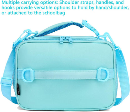 FlowFly Kids Lunch Box Insulated Soft Bag Mini Cooler Back to School Thermal Meal Tote Kit for Girls, Boys, Black