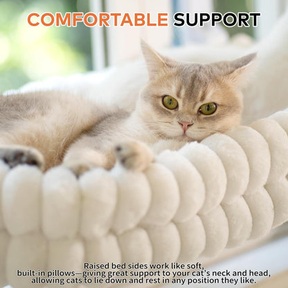 CHEERPALS Cat Window Perch for Indoor Cats Hammock for Window with Reversible Cushion, Foldable Cat Window Bed for Large Cats and Kittens(White,Large)