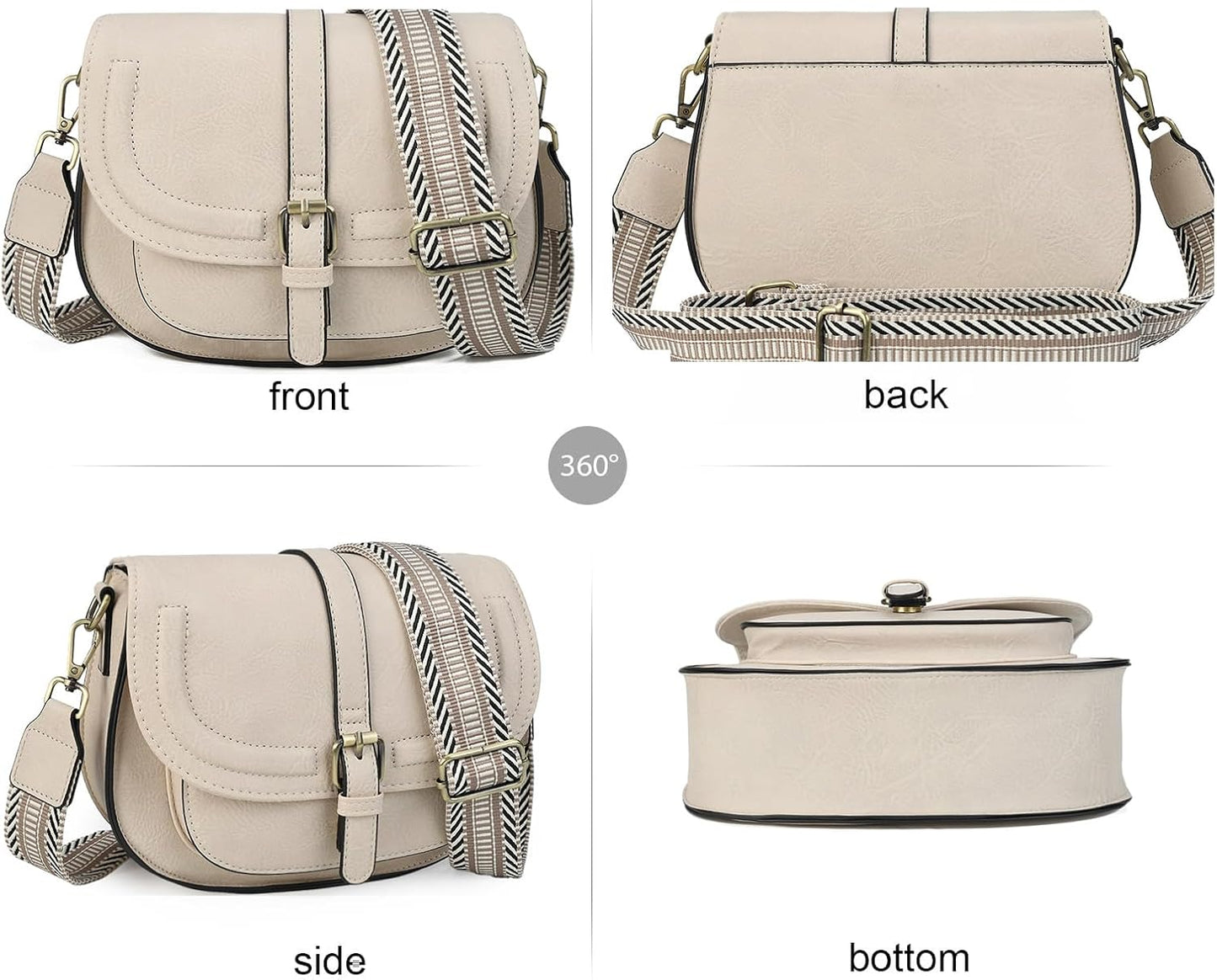 Crossbody Bags for Women Small Over the Shoulder Saddle Purses and Boho Cross body Handbags,Vegan Leather