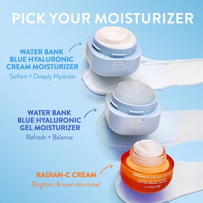LANEIGE Water Bank Blue Hyaluronic Cream Moisturizer: Hydrating Korean Face Cream with Squalane & Ceramide for Skin Barrier Support, Dermatologist-Tested