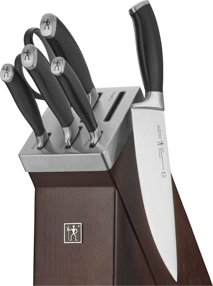 HENCKELS Definition 7 Piece Kitchen Knife Block Set - Professional Cutlery Set, Self Sharpening Knife Block for Chopping, Slicing, Dicing & Cutting