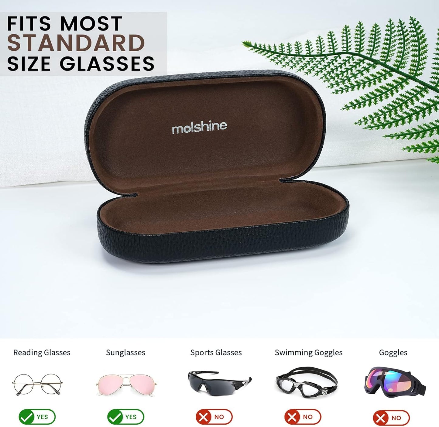 molshine Hard Shell Leather Sunglasses Case,Classic Large Glasses Case for Women Men,Sunglass Eyeglasses