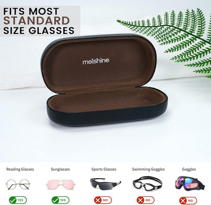 molshine Hard Shell Leather Sunglasses Case,Classic Large Glasses Case for Women Men,Sunglass Eyeglasses