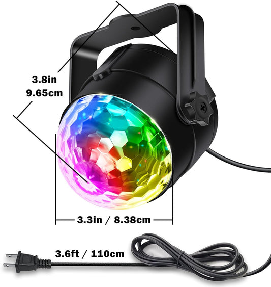 Apeocose [2-Pack] Disco Ball Party Lights Sound Activated Remote Control, 12 Modes DJ Strobe Stage Light for Halloween Decorations Birthday Christmas Home Room Decor Dance Bachelorette Party Supplies - PuriLite