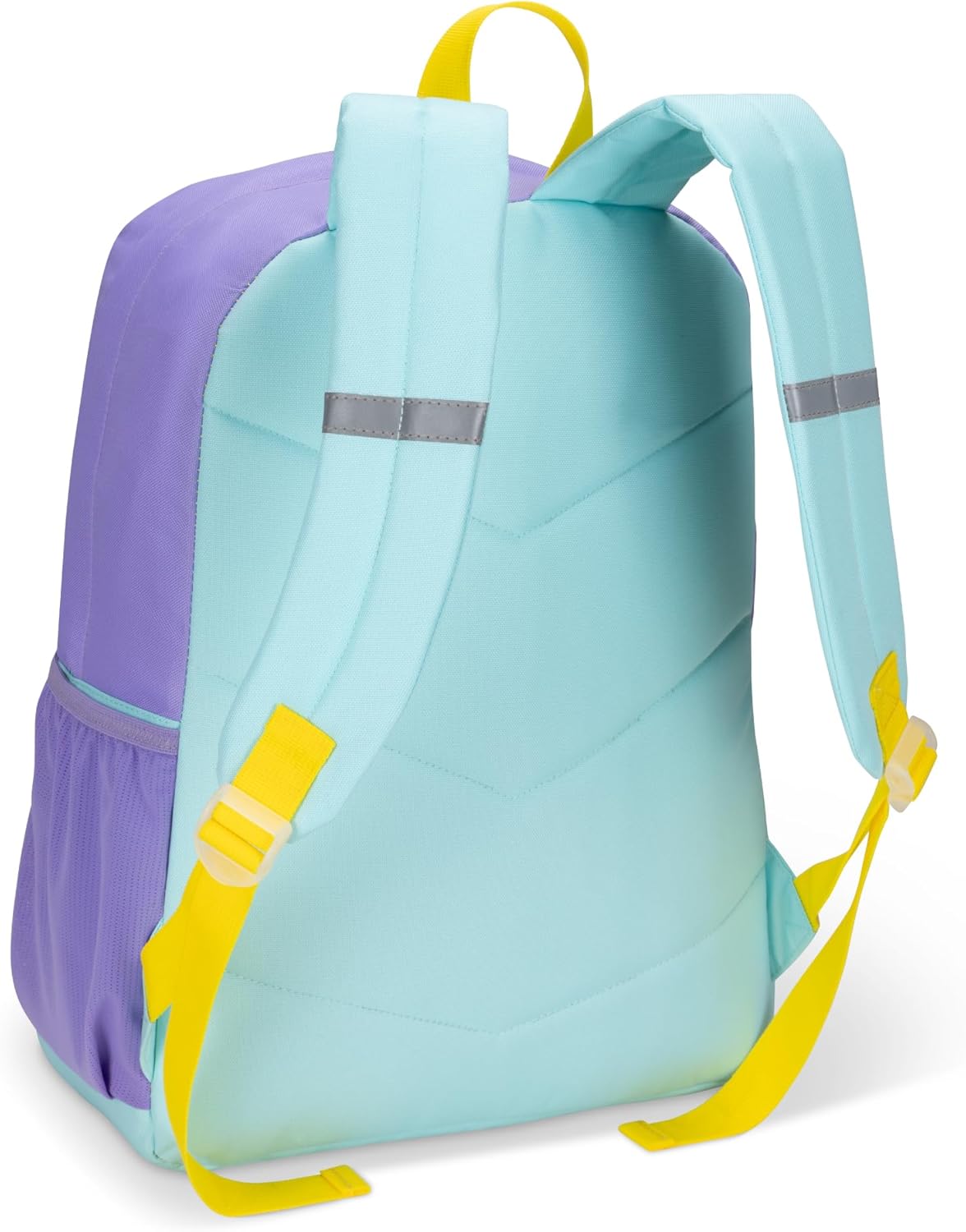 Roots Kids Lightweight Backpack — Made from 100% Recycled Fabrics with Rain Flap, Bottle Pocket, Reflective Accent, and Back Padding — 22.5 litres, Pink & Purple