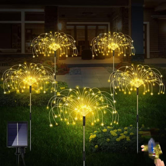 5Pack 300 LED Fireworks Solar Lights ，Christmas Lights Outdoor，Christmas Decorations Stake Landscape Light DIY Solar for Patio Solar Lights Outdoor Party Yard