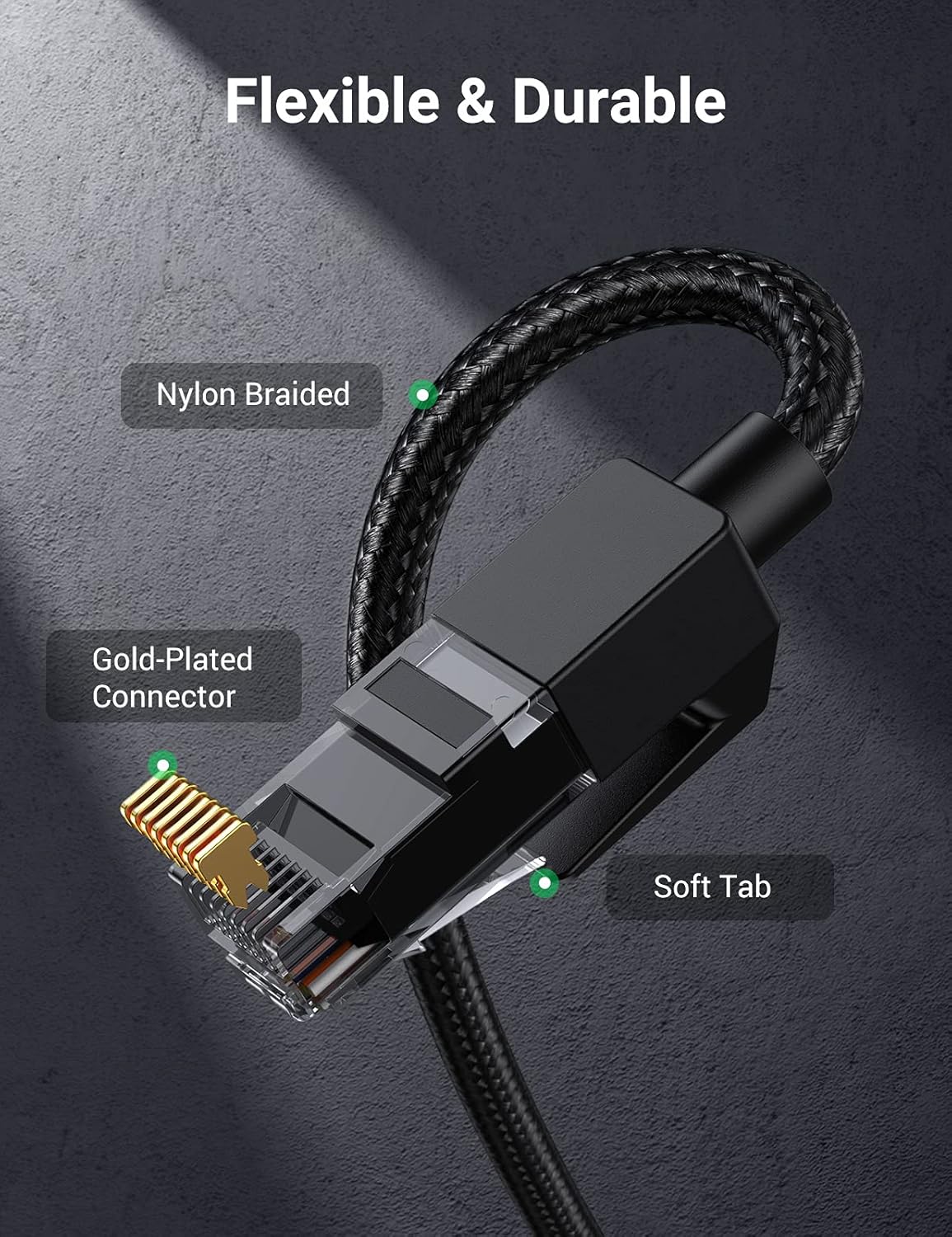 UGREEN Cat 6 Ethernet Cable Braided Cat6 Gigabit High Speed 1000Mbps Internet Cable RJ45 Shielded Network LAN Cord Compatible for PC PS5 PS4 PS3 Xbox Smart TV Router 15FT