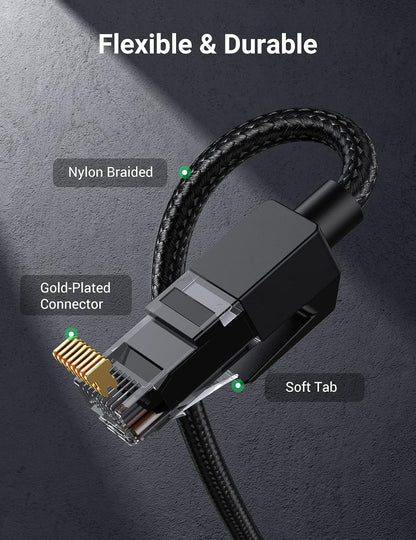 UGREEN Cat 6 Ethernet Cable Braided Cat6 Gigabit High Speed 1000Mbps Internet Cable RJ45 Shielded Network LAN Cord Compatible for PC PS5 PS4 PS3 Xbox Smart TV Router 15FT