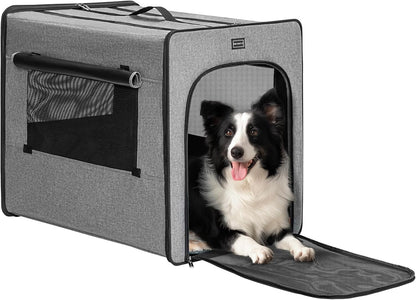 PETSFIT Soft Sided Dog Crate, Travel Dog Crate - 19 Inch Lightweight, Roomy, Easy to Set Up, Sturdy Portable Dog Kennel with Thick Mat, Navy Blue