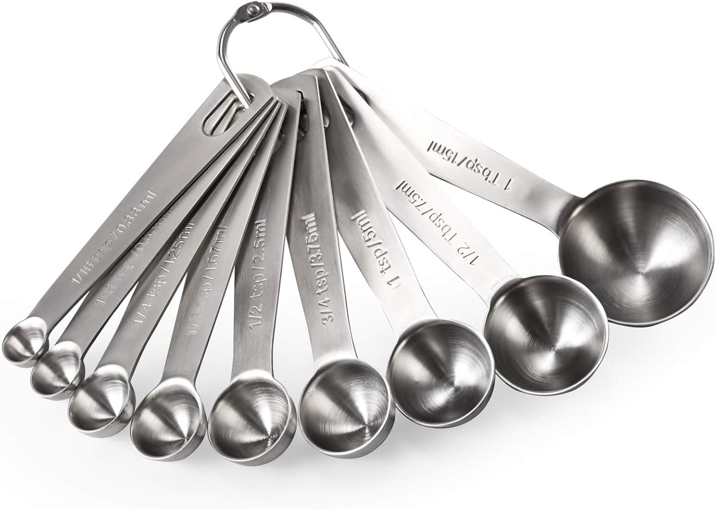 Measuring Cups, U-Taste Measuring Cups and Spoons Set of 15 in 18/8 Stainless Steel : 7 Measuring Cups and 7 Measuring Spoons with 2 D-Rings and 1 Professional Magnetic Measurement Conversion Chart