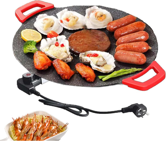 Non-Stick Electric Indoor Grill Pan, Portable Korean BBQ Grill, Adjustable Temperature for Steaks, Burger& BBQ (Black,11.8in) Black 11.8IN