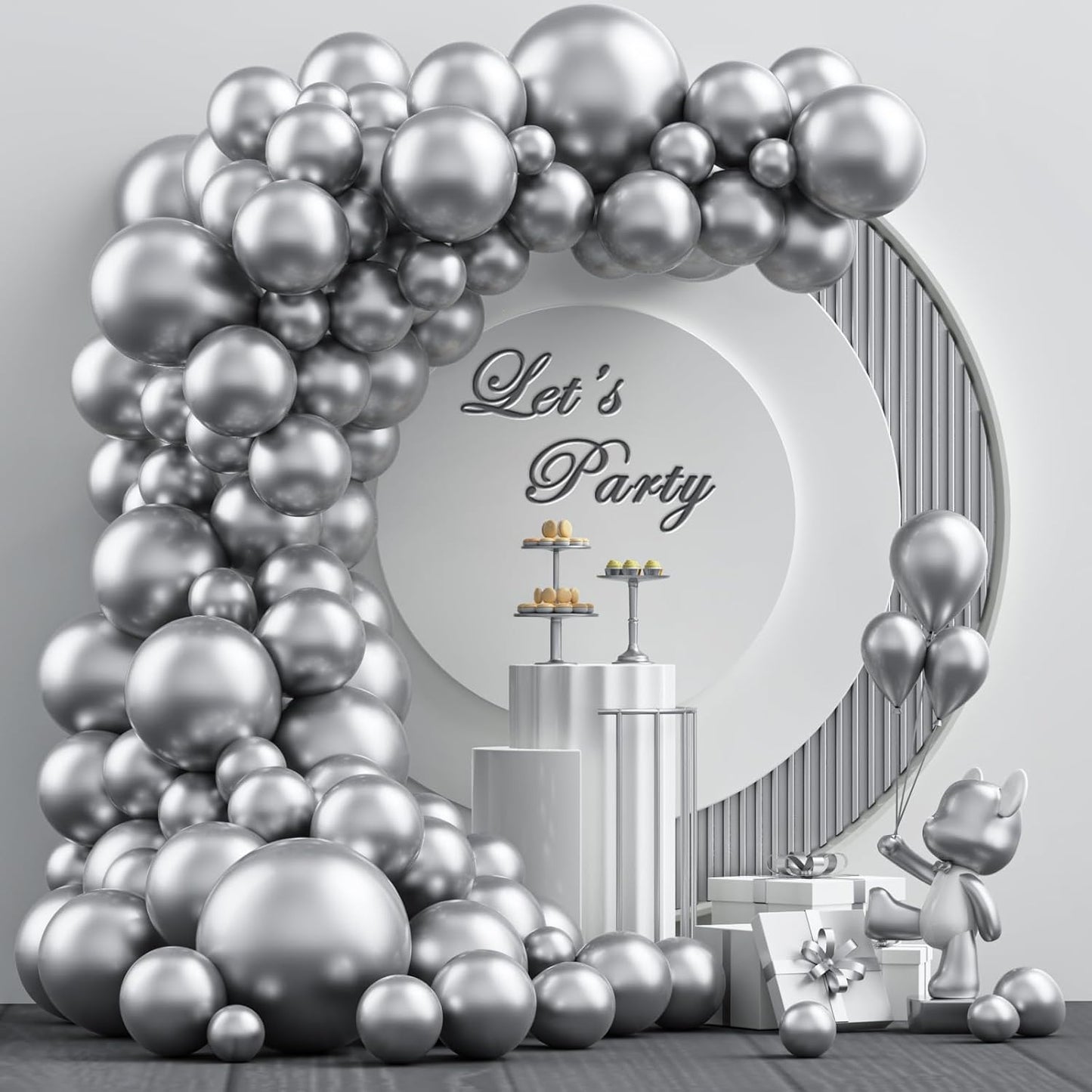 Gold Metallic Chrome Latex Balloon Arch Kit, 102PCS 18In 12In 10In 5In Arch Garland For Festival Picnic, Engagement, Wedding, Birthday Party, Gold Theme Anniversary Decoration With 33FT Ribbon