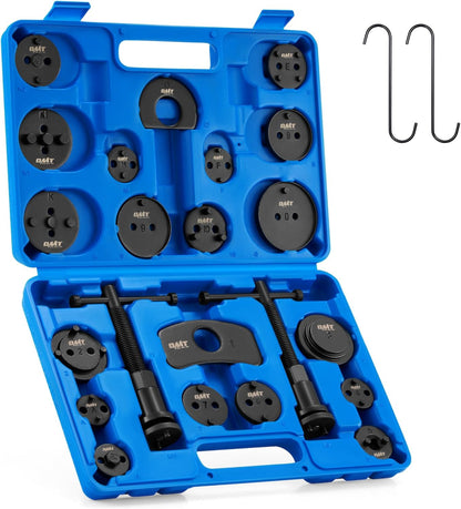 Orion Motor Tech 24pc Brake Caliper Compression Tool Set, Heavy Duty Brake Piston Compressor and Wind Back Tool Kit for Brake Pad Replacement, Universal Disc Brake Caliper Set with Blue Case