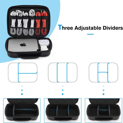 ProCase Hard Travel Electronic Organizer Case for MacBook Power Adapter Chargers Cables Power Bank Apple Magic Mouse Apple Pencil USB Flash Disk SD Card Small Portable Accessories Bag -L, Black