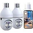 Light Bulb Security Camera Wireless Outdoor, 5G & 2.4GHz 2K 360 Degree Outdoor Camera Wireless Motion Detection and Alarm,Two-Way Talk,Color Night Vision, Bulb Camera Surveillance Exterieur, 2Pack