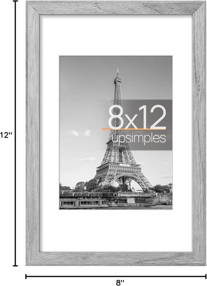 upsimples 11x14 Picture Frame, Display Pictures 8x10 with Mat or 11x14 Without Mat, Wall Hanging Photo Frames, Black