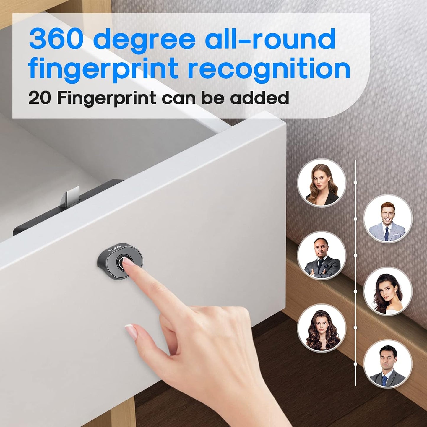 Bluetooth Fingerprint Cabinet Lock with Phone/Watch App Unlock, Smart Biometric Cabinet Lock, Keyless Hidden File Drawer Wardrobe Lock, Child Safety Electric Fingerprint Lock,DIY Wooden Furniture Lock