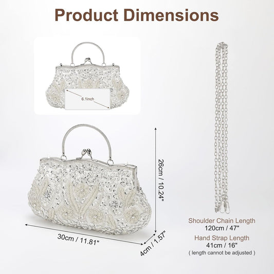 DTGN Clutch Purse Evening Clutch Bag Handbag Cross Body Bag Wallet for Women Formal Wedding Club Party - PuriLite