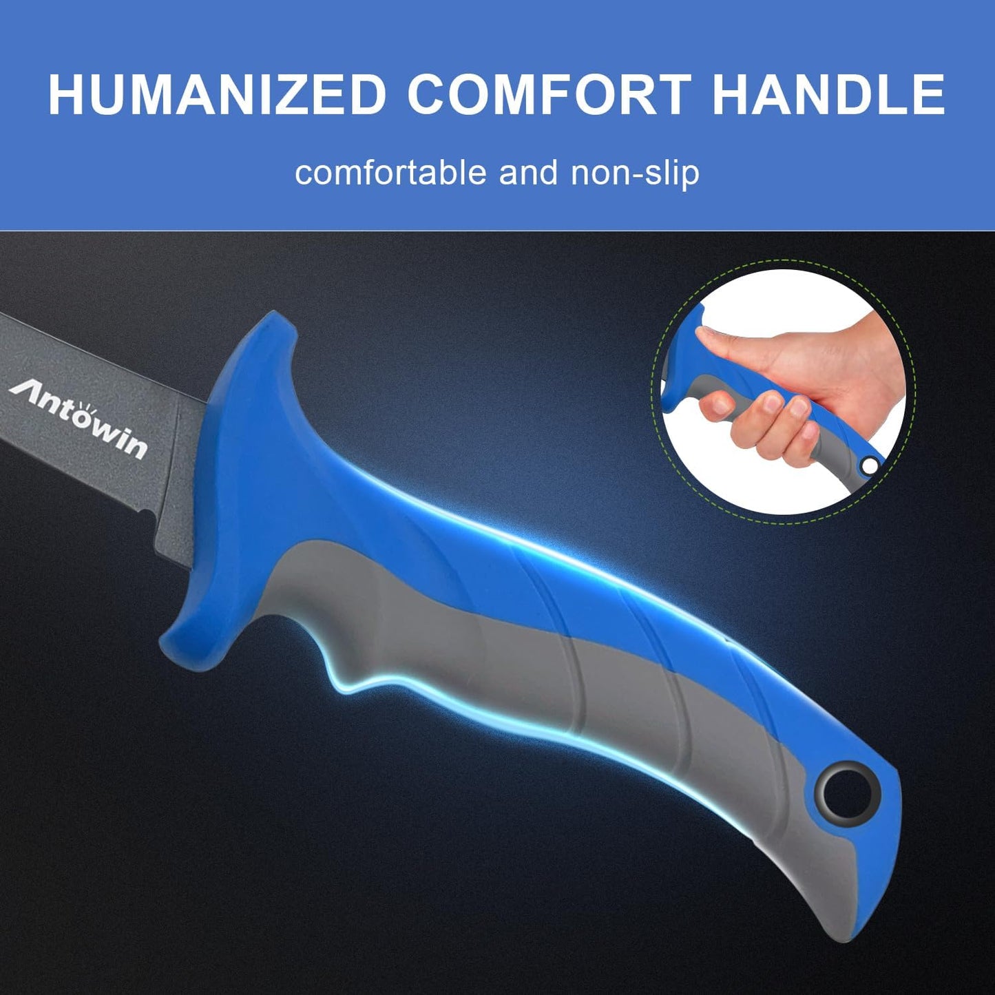 8 Inch Fishing Fillet Knife, Professional Level Knives for Filleting Fish and Boning Meat, Sharp Stainless-Steel Non-Stick Coating Blade, Non-Slip Handles, with 1 Two Stage Knife Sharpener