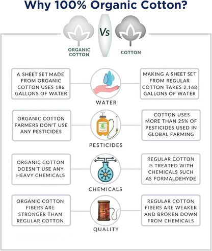 Lane Linen 100% Organic Cotton Queen Sheet Set, 4-Piece Percale Bed Sheets for Queen Bed - Soft, Breathable, Hypoallergenic, Deep Pocket Fits Mattress Up to 15" Deep, Hotel Quality Sheets - White