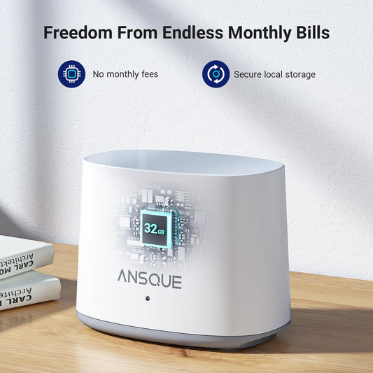 ANSQUE Solar Security Cameras Wireless Outdoor, 4-Cam Kit, No Monthly Fee, 2K Color Night Vision with Solar Panel, Local Storage, 360° View, Auto Tracking