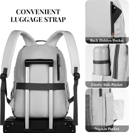 WINDARS School Backpack for Teens Girls, Aesthetic College Backpack Large Bookbag for Women Students Fashion 15.6 Inch Laptop Bag for Work Travel (Khaki Beige)