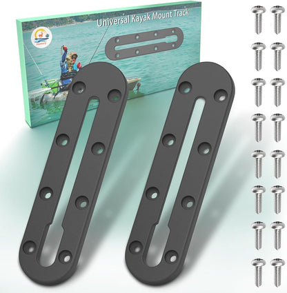 Huntury Kayak Track, Kayak Low Profile Track, Kayak Rail, Kayak Accessories Mount Track, Kayak Gear Track for Fishing Rod Holder, Fish Finder, Cup Holder, Anchor Cleat, Pack of 2, 4"