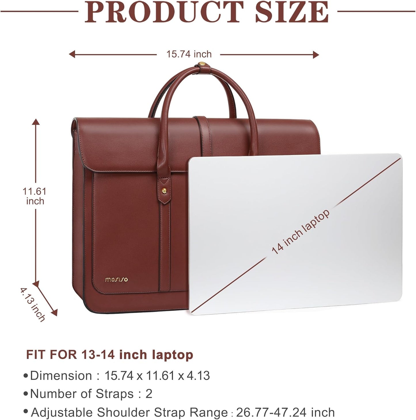 MOSISO Laptop Bag for Women, PU Leather Laptop Shoulder Bag Convertible Backpack, Work Travel Computer Bag with Bowknot - PuriLite