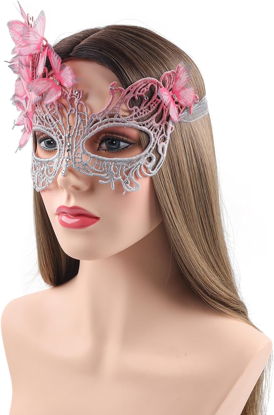 Comott pink halloween Masquerade mask for women and girls - Mardi Gras butterfly mask for halloween Costume parties