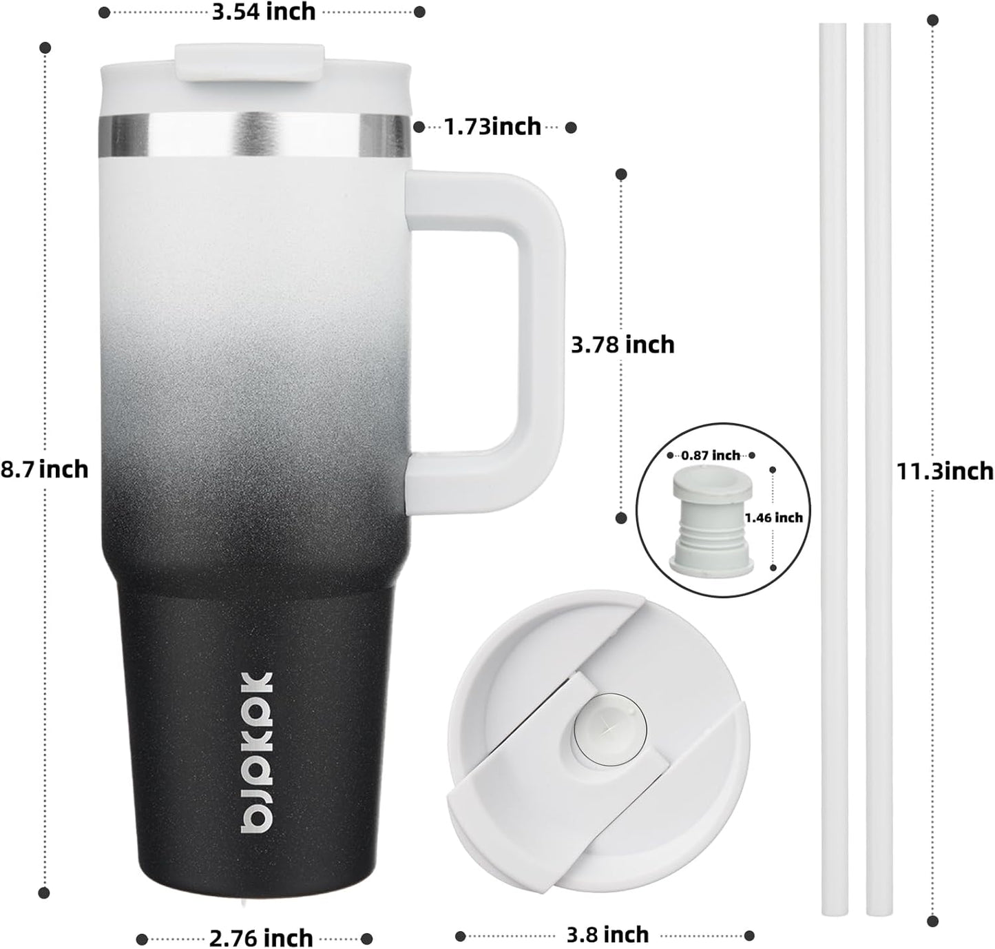 BJPKPK Tumbler with Handle and Straw 30oz Insulated Tumbler Cups with Lid Stainless Steel Travel Coffee Mug,Indigo Black