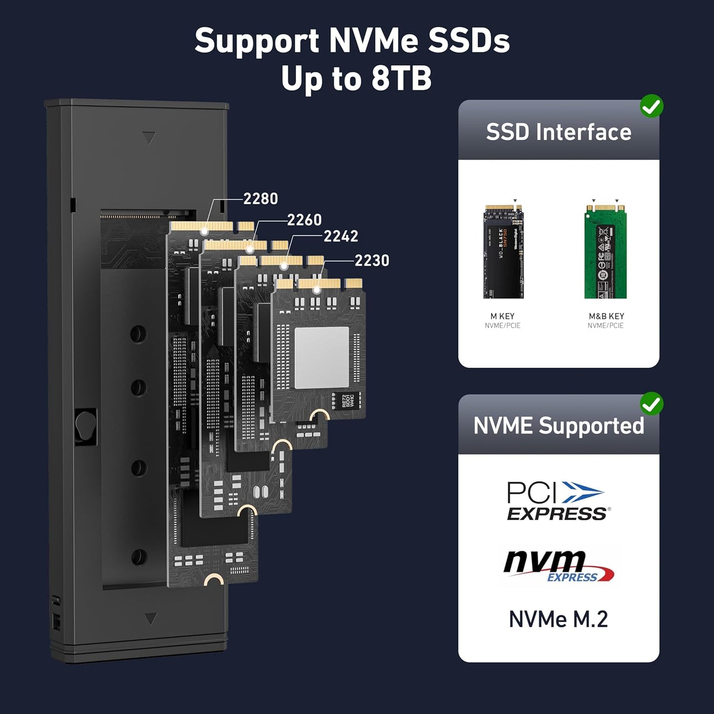 M.2 NVMe SSD Enclosure | Tool-Free USB-C 10Gbps Adapter | Supports 2230/2242/2260/2280 SSDs | External Hard Drive for PC and Laptop | Power Loss Protection with Aluminum Alloy Shell - PuriLite