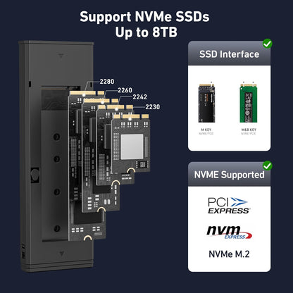 M.2 NVMe SSD Enclosure | Tool-Free USB-C 10Gbps Adapter | Supports 2230/2242/2260/2280 SSDs | External Hard Drive for PC and Laptop | Power Loss Protection with Aluminum Alloy Shell - PuriLite