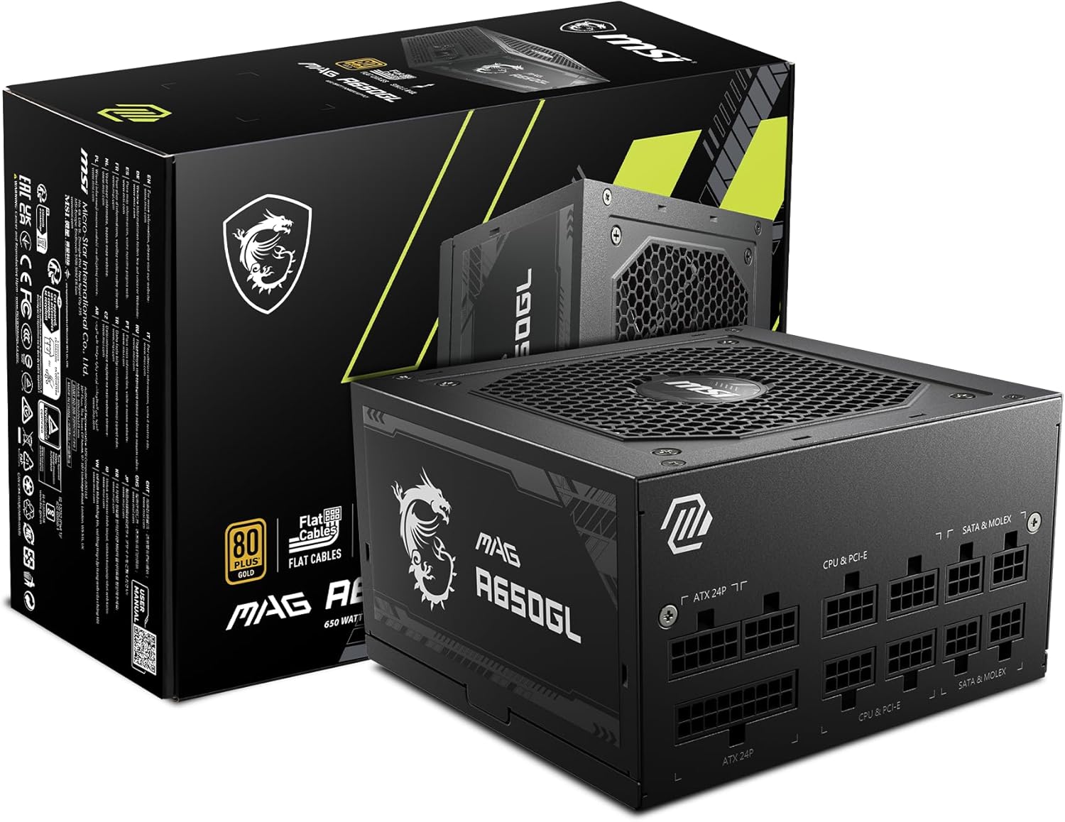 MSI MAG A750GL PCIE 5 Gaming Power Supply - Full Modular - 80 Plus Gold Certified 750W - Compact Size - ATX PSU - PuriLite