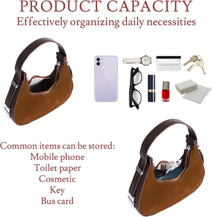 Prpeko Shoulder Bag Crescent Retro Y2k Hobo Handbags 90s Underarm Purse Bag Fashion Clutch Purses for Women