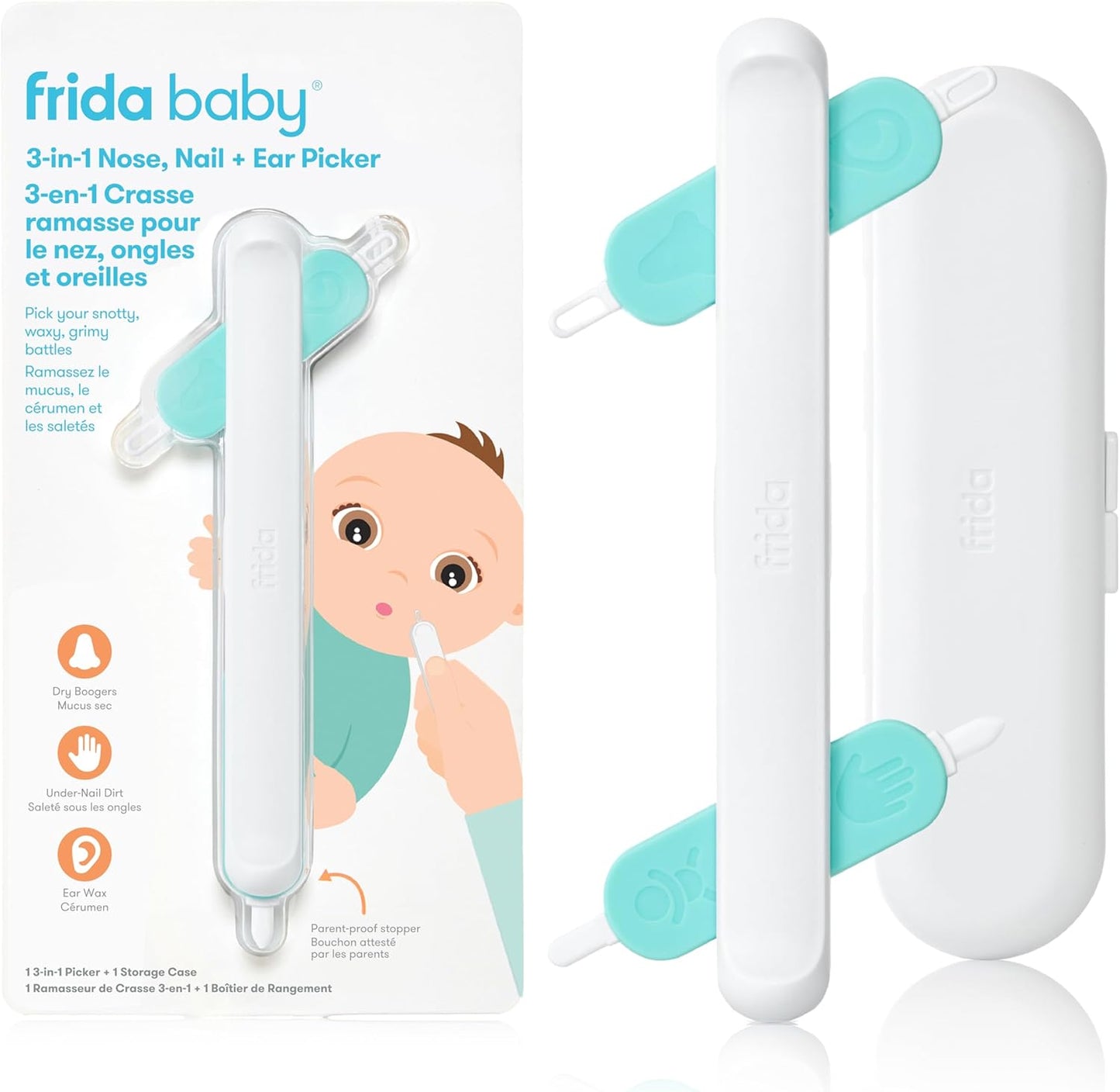 Frida Baby Electric Nail Trimmer, Safe + Easy Electric Nail File Baby Nail Clipper + Nail Trimmer Kit for Newborn, Toddler, or Children's Fingernails/Toenails, 4 Buffer Pads, LED Light, Storage Case