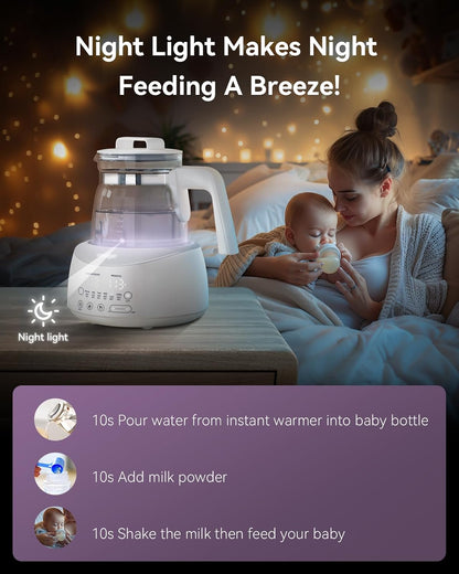 comfyer BK01 Bottle Warmer, Bottle Warmer with Night Light and Faster Cooling Fan, Instantly Water Warmer, Tea Kettle Electric with 6 Temperature Control Presets, Feed Baby More Easier and Healthier